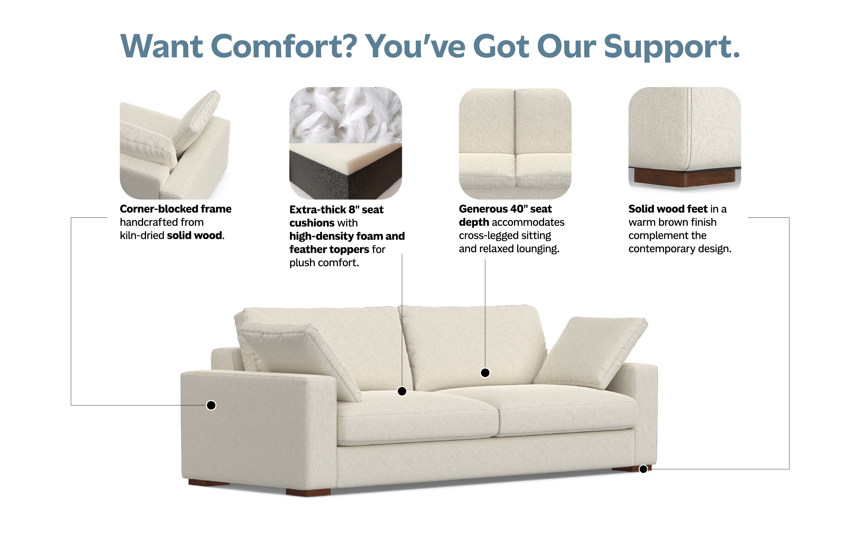 Charlie 96 inch Deep Seater Sofa