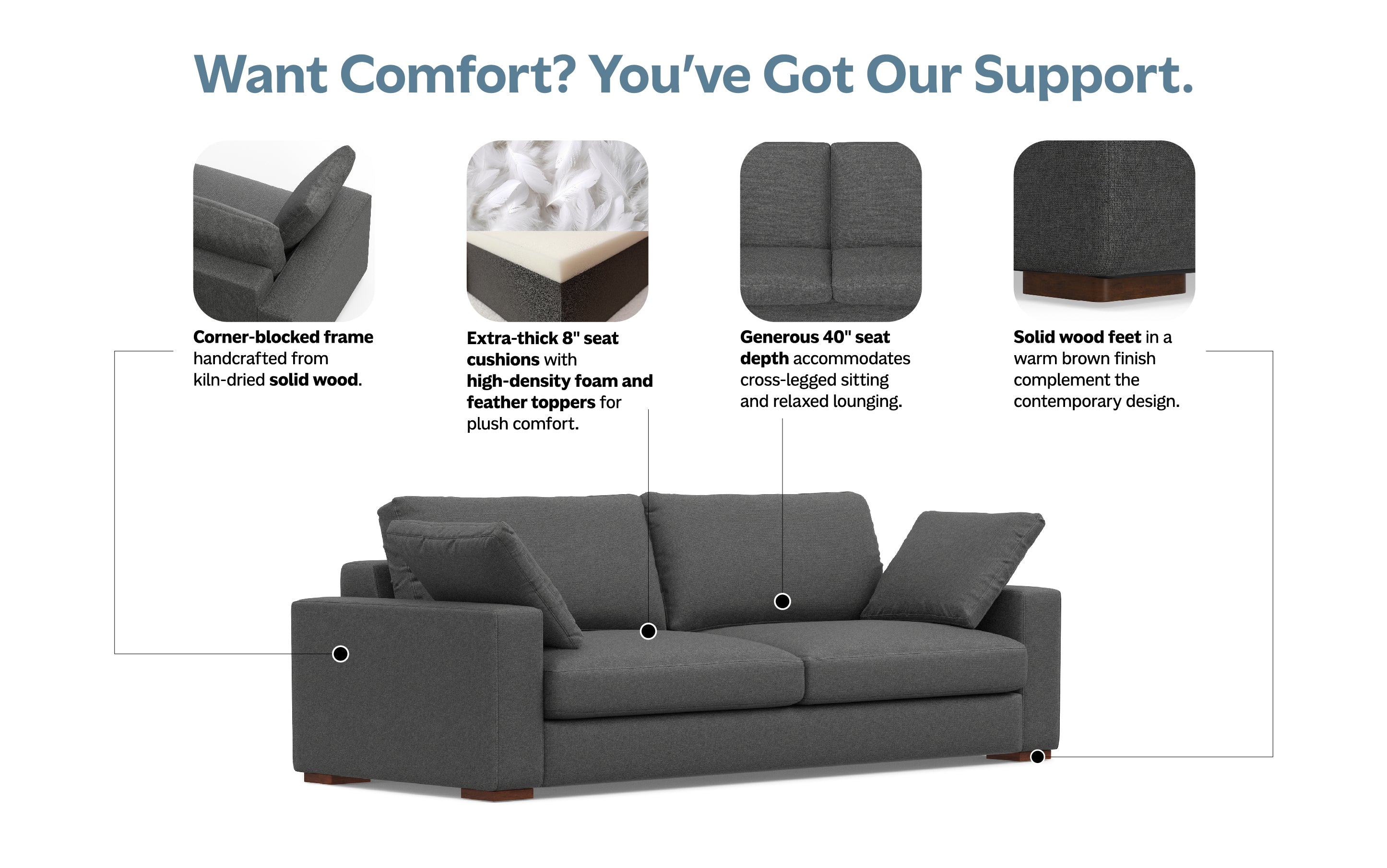 Charlie 96 inch Deep Seater Sofa