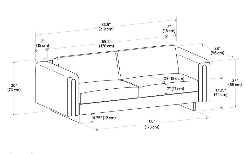 Jones 84 inch Sofa in Performance Fabric