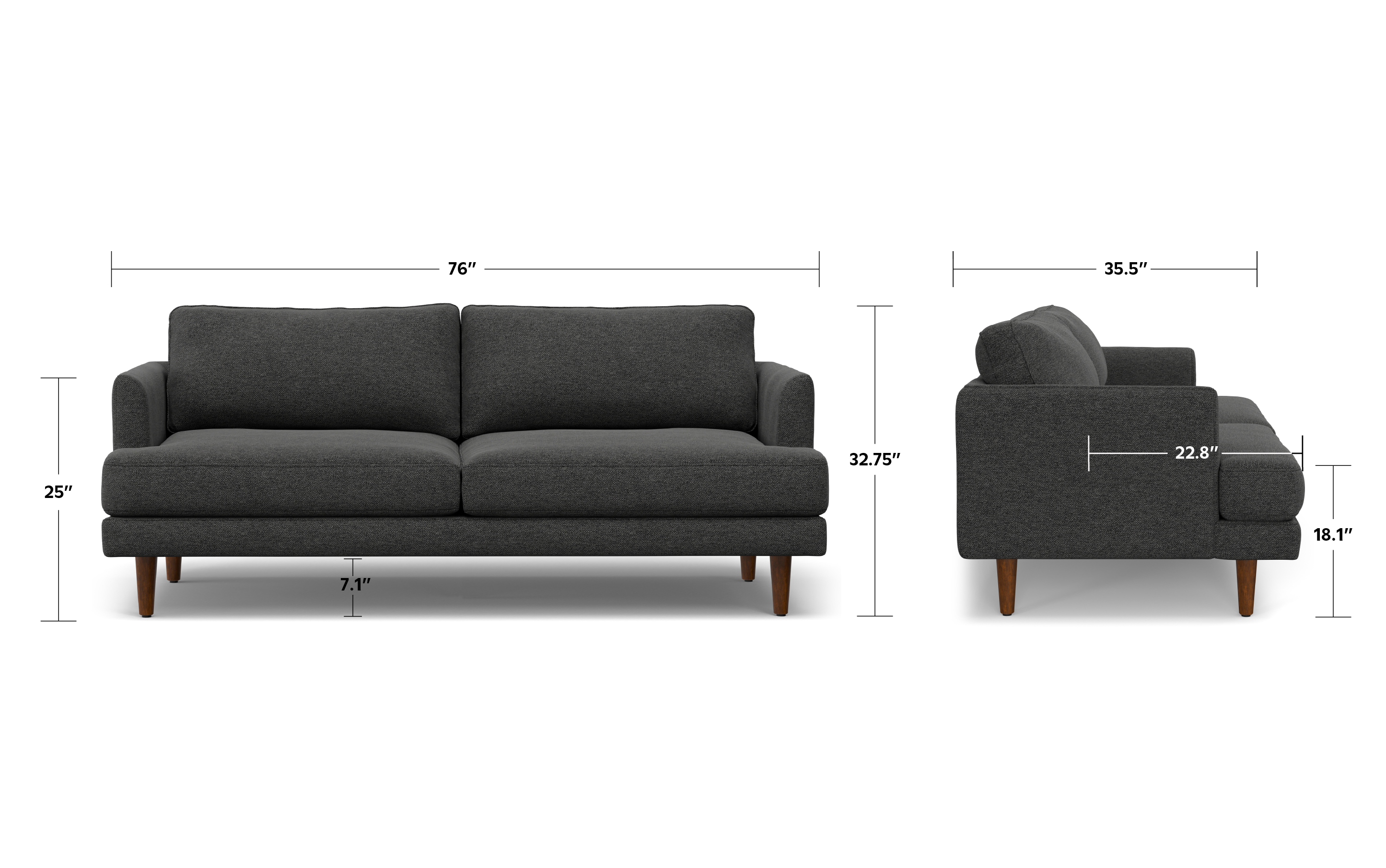 Livingston 76 inch Sofa in Woven-Blend Fabric