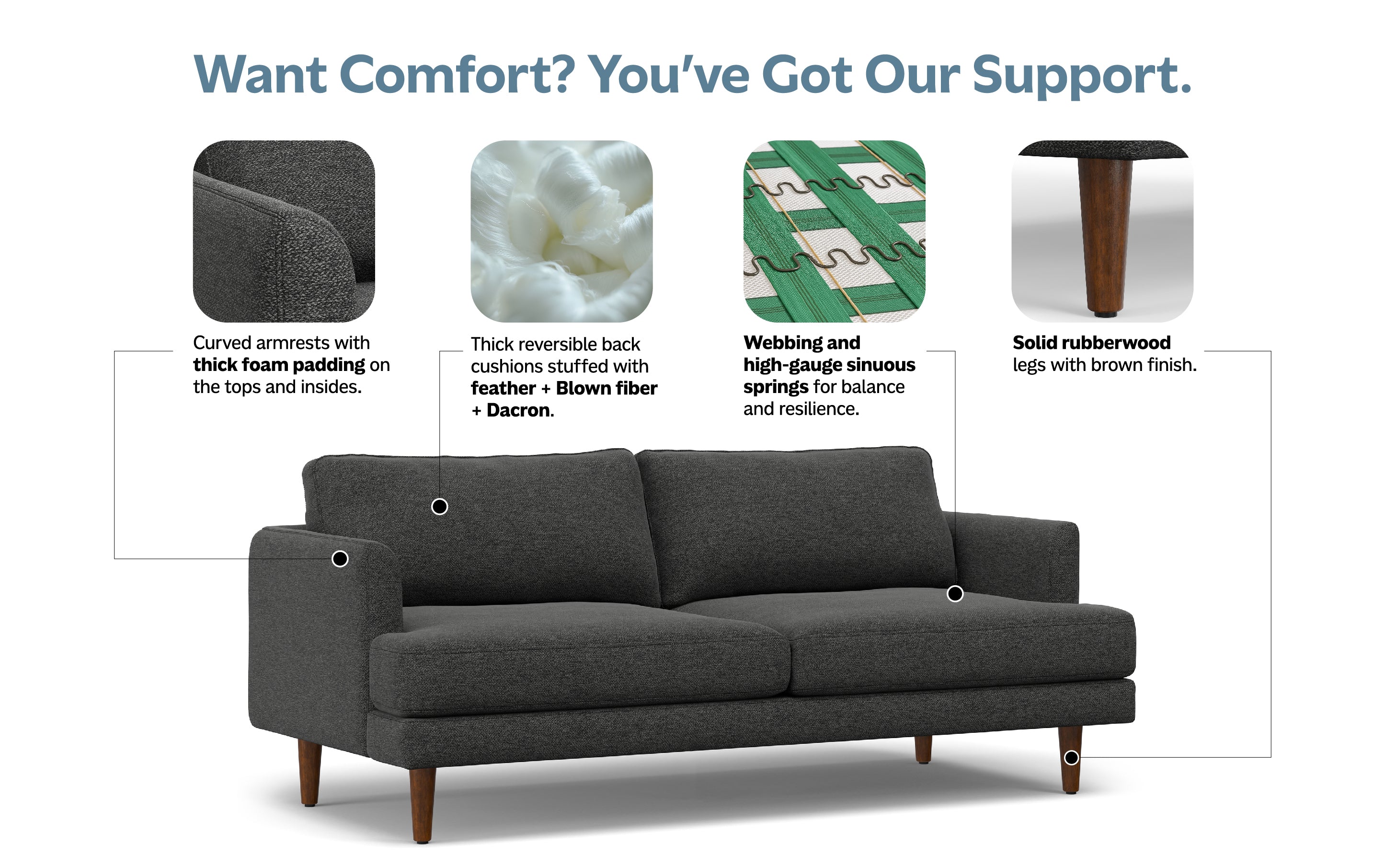 Livingston 76 inch Sofa in Woven-Blend Fabric