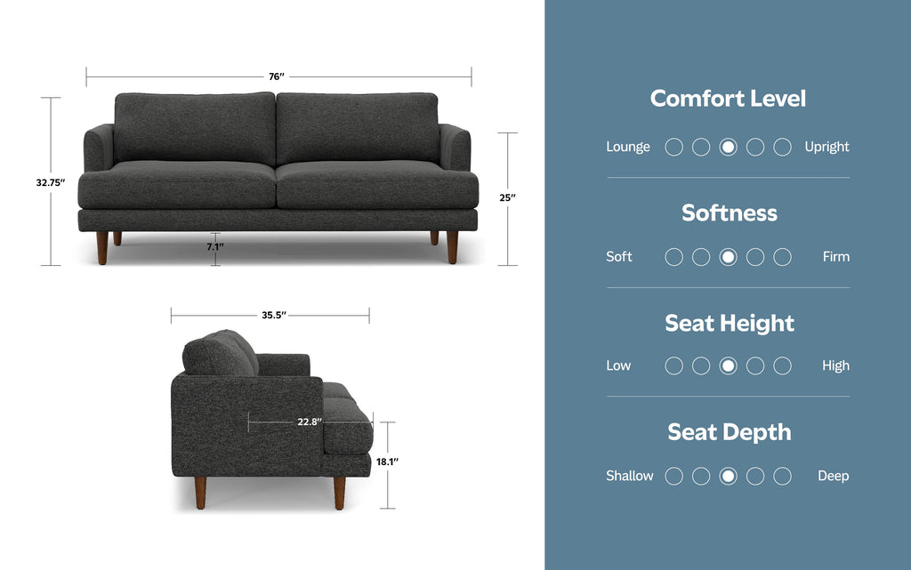 Livingston 76 inch Sofa in Woven-Blend Fabric