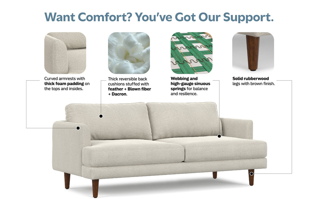 Livingston 76 inch Sofa in Woven-Blend Fabric