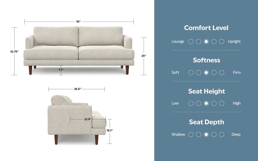 Livingston 76 inch Sofa in Woven-Blend Fabric