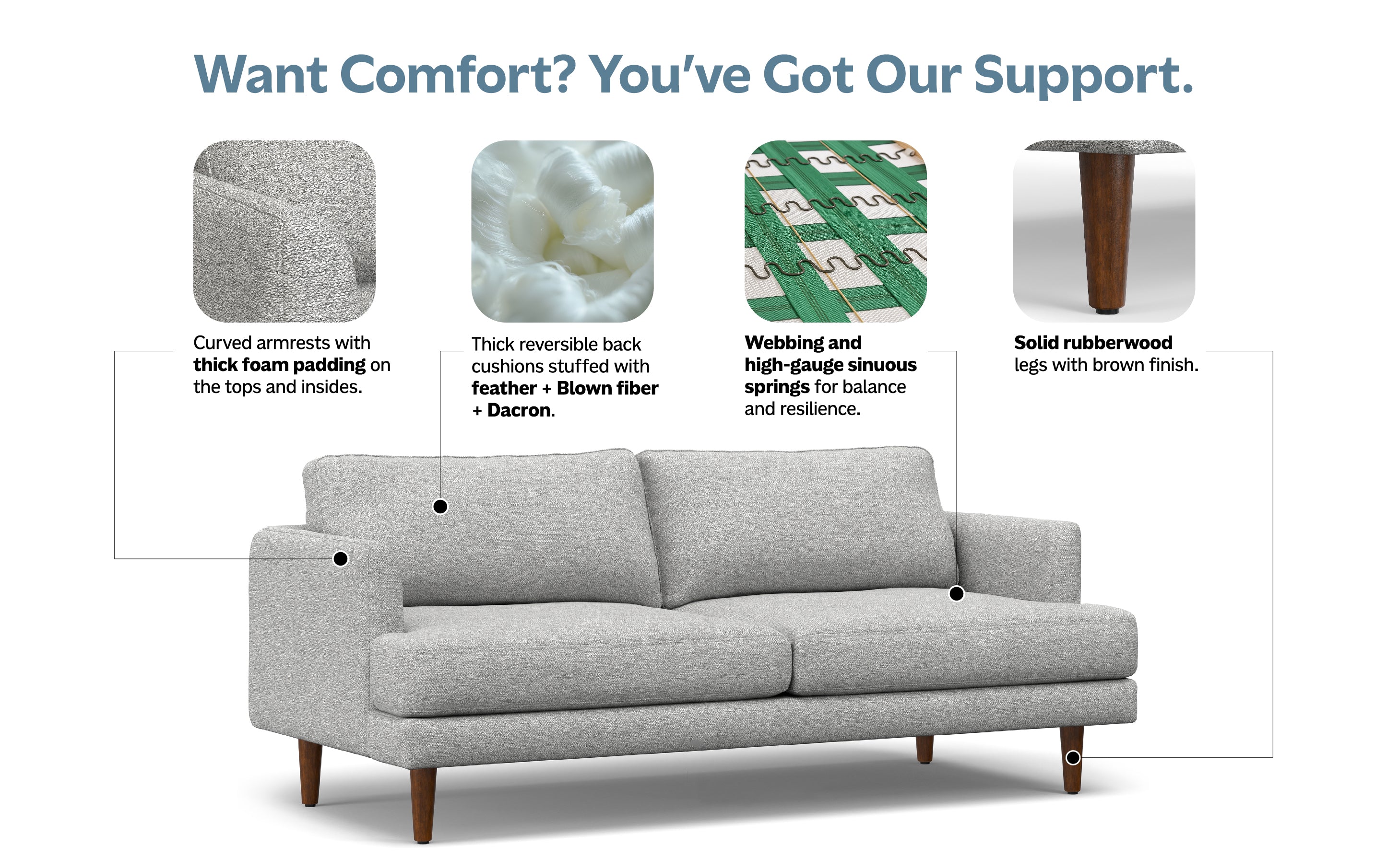 Livingston 76 inch Sofa in Woven-Blend Fabric