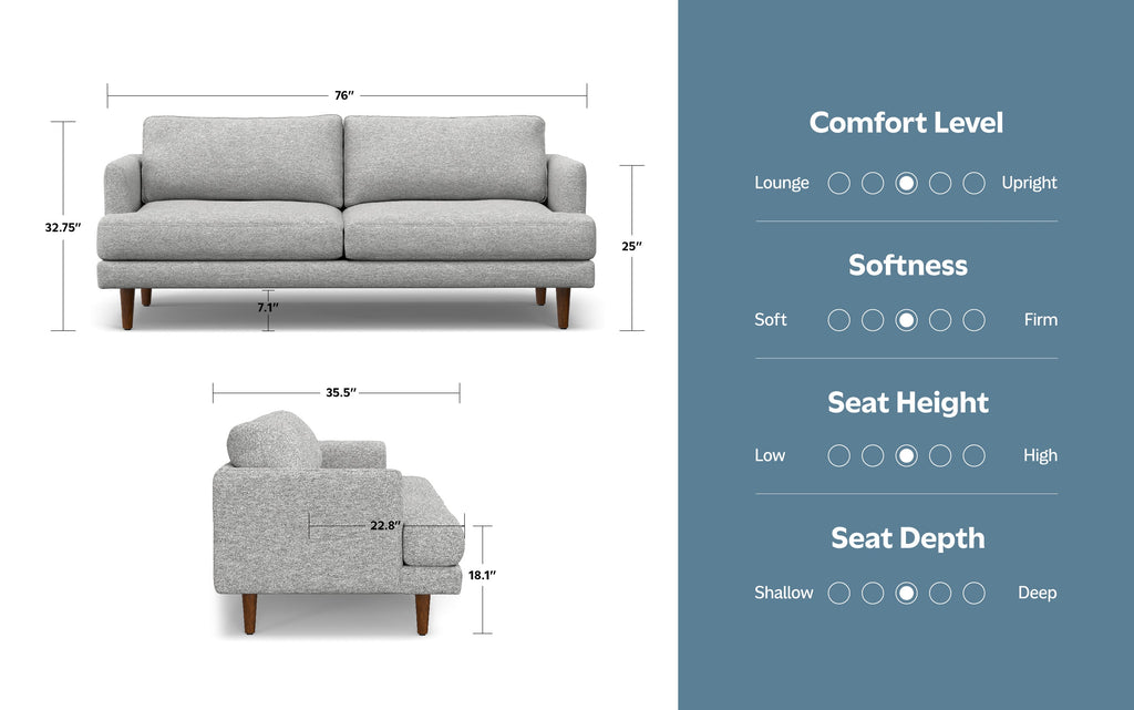 Livingston 76 inch Sofa in Woven-Blend Fabric