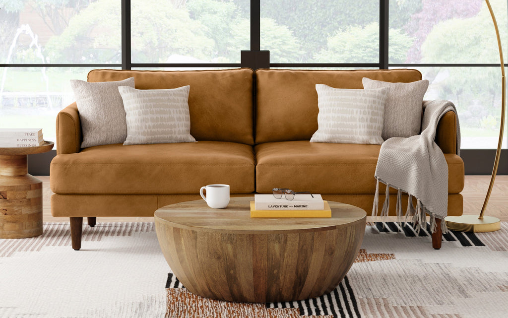 Livingston 76 inch Sofa in Genuine Leather