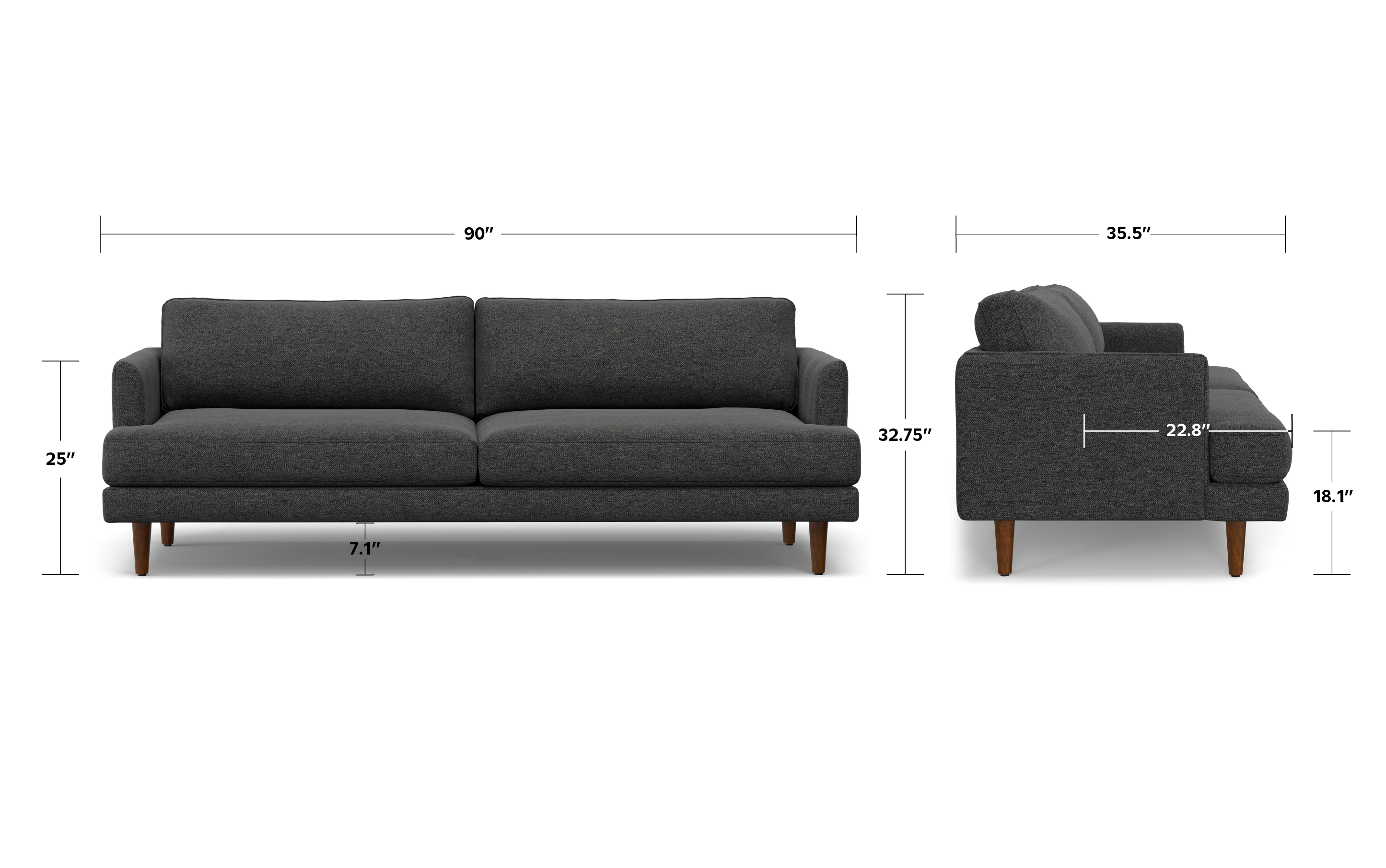 Livingston 90 inch Sofa in Woven-Blend Fabric