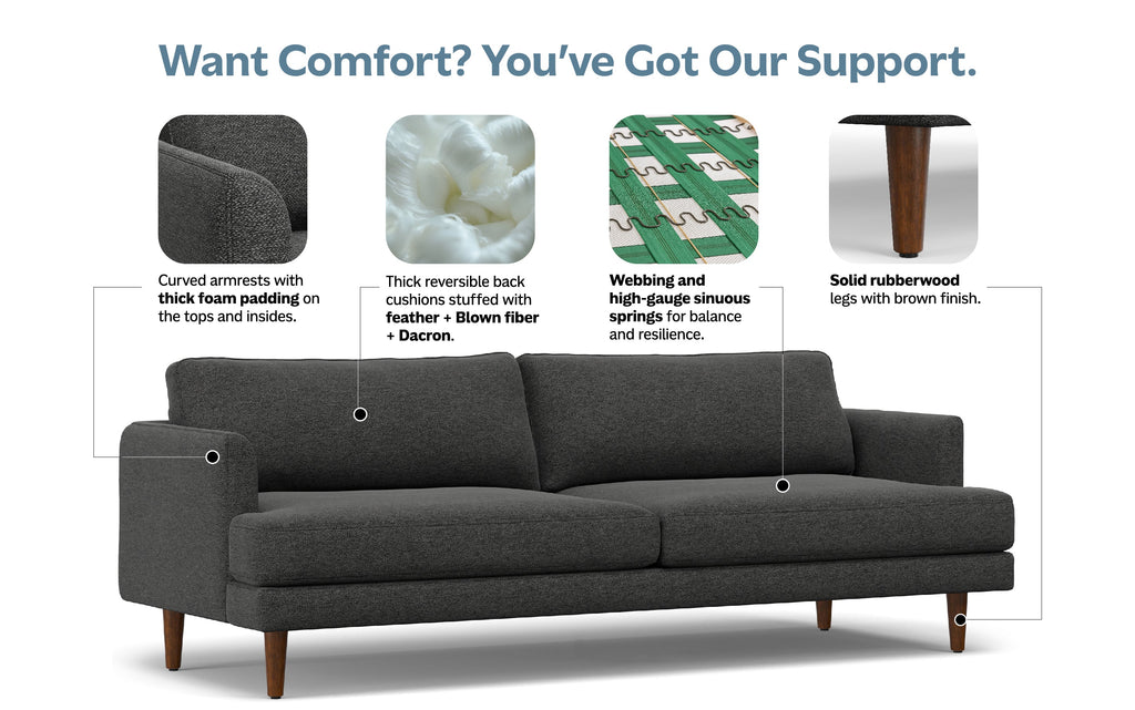 Livingston 90 inch Sofa in Woven-Blend Fabric