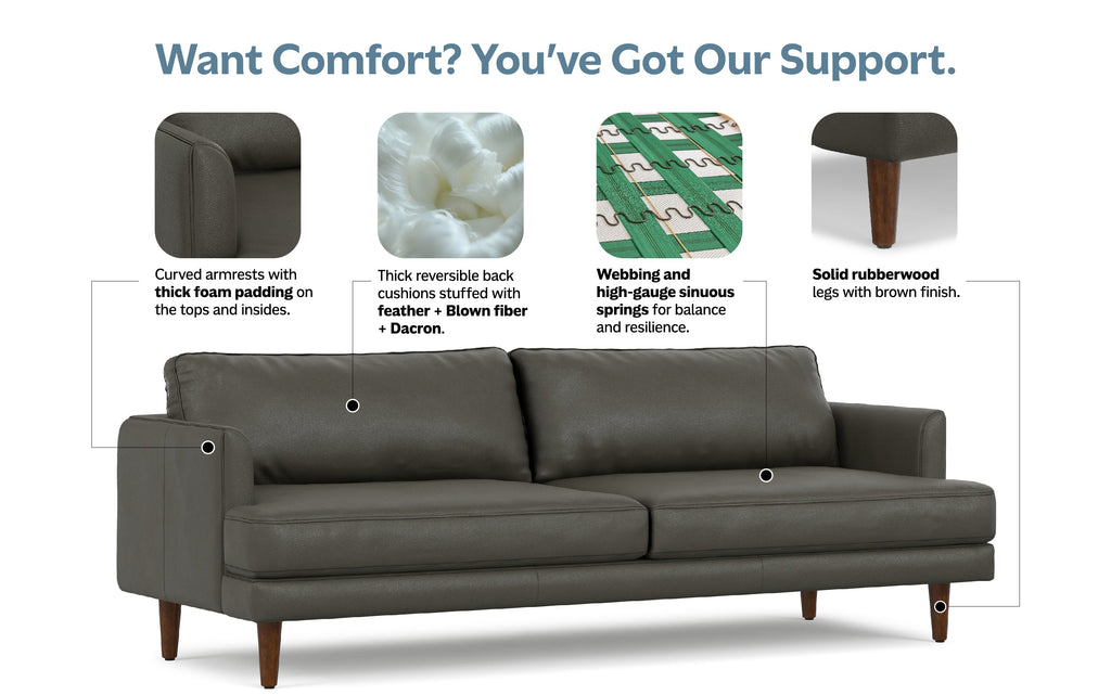 Livingston 90 inch Sofa in Genuine Leather