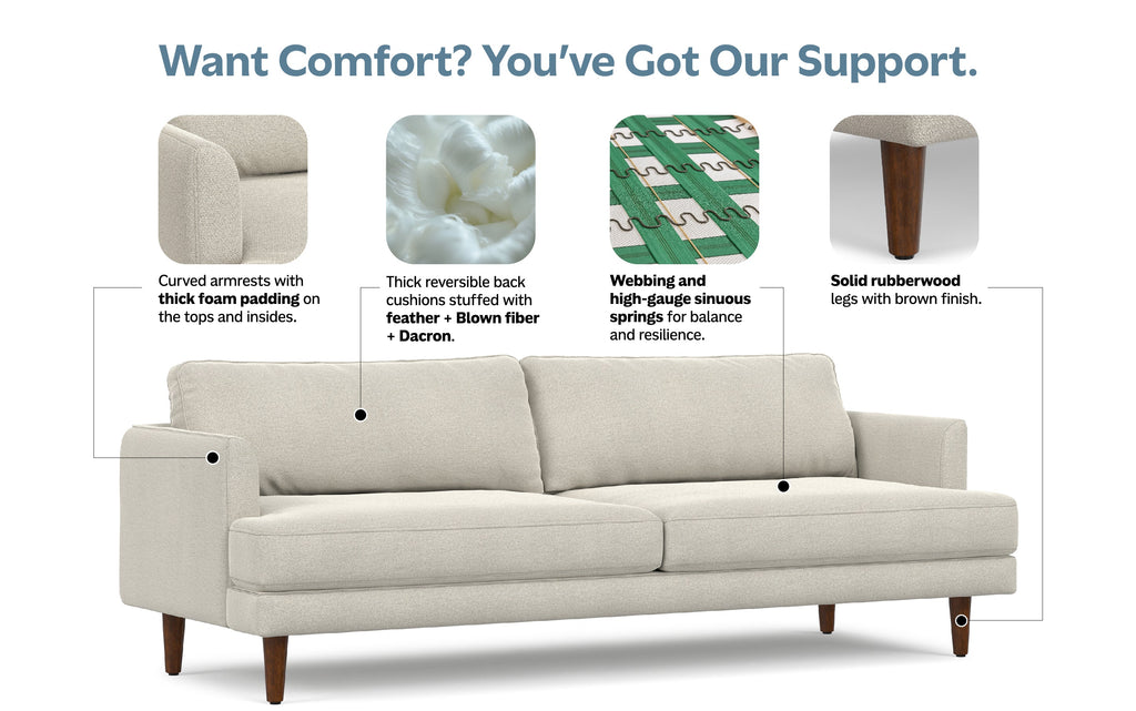 Livingston 90 inch Sofa in Woven-Blend Fabric