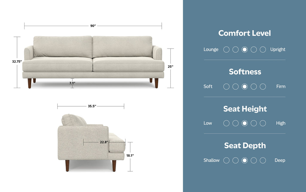 Livingston 90 inch Sofa in Woven-Blend Fabric