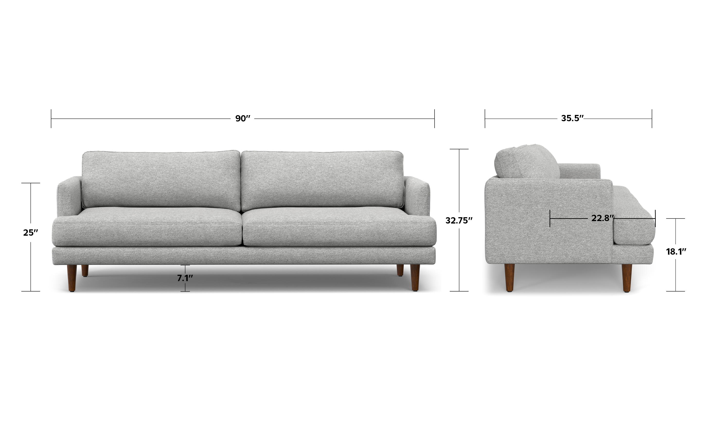 Livingston 90 inch Sofa in Woven-Blend Fabric