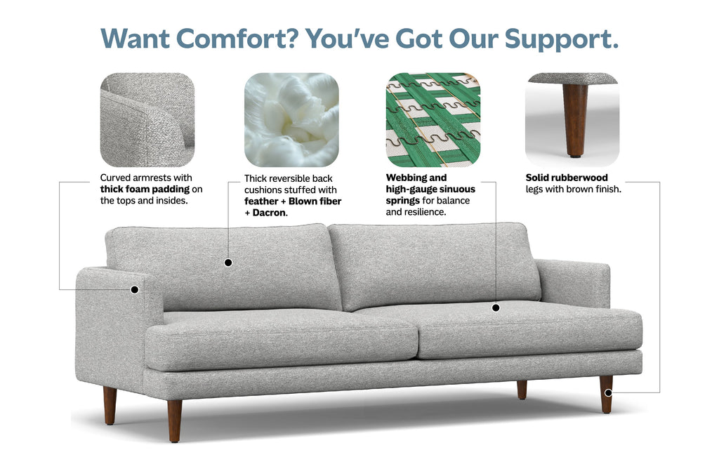 Livingston 90 inch Sofa in Woven-Blend Fabric