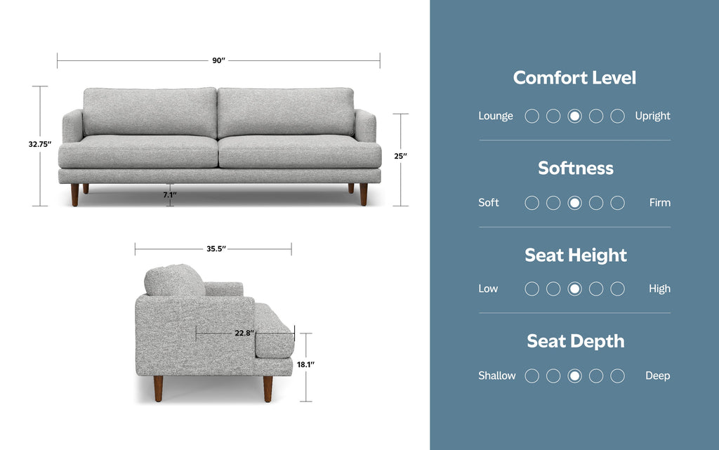 Livingston 90 inch Sofa in Woven-Blend Fabric