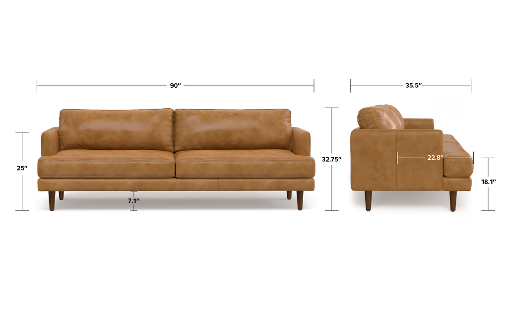 Livingston 90 inch Sofa in Genuine Leather