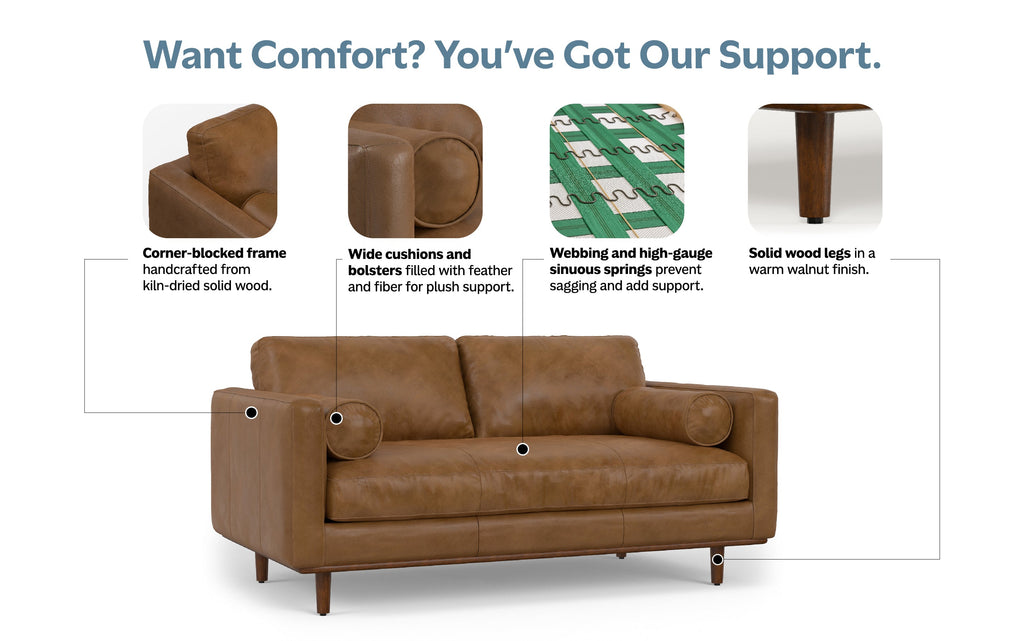 Morrison 72 inch Sofa in Genuine Leather