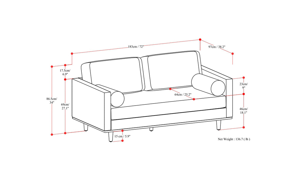 Morrison 72 inch Sofa in Woven-Blend Fabric