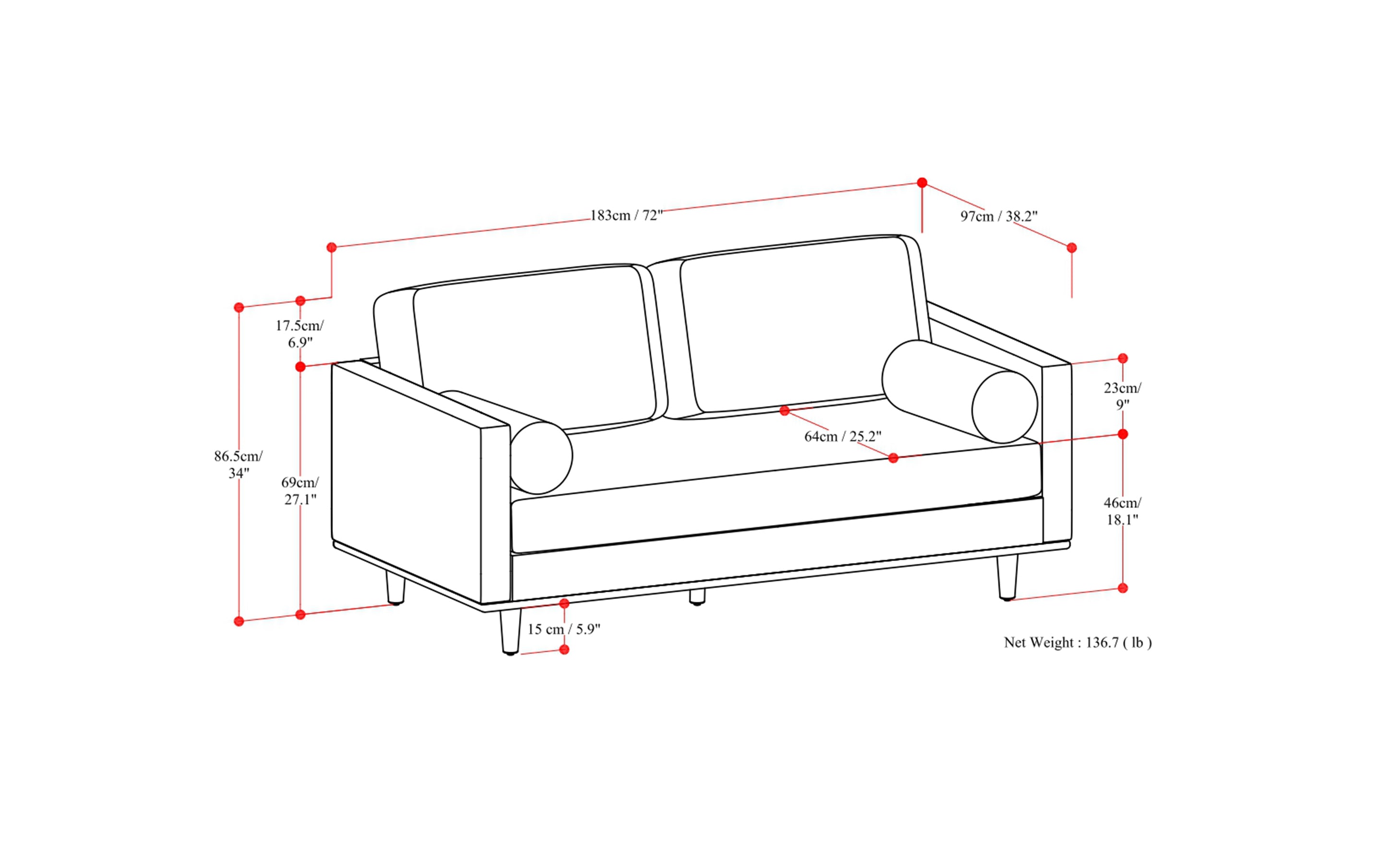 Morrison 72 inch Sofa in Woven-Blend Fabric