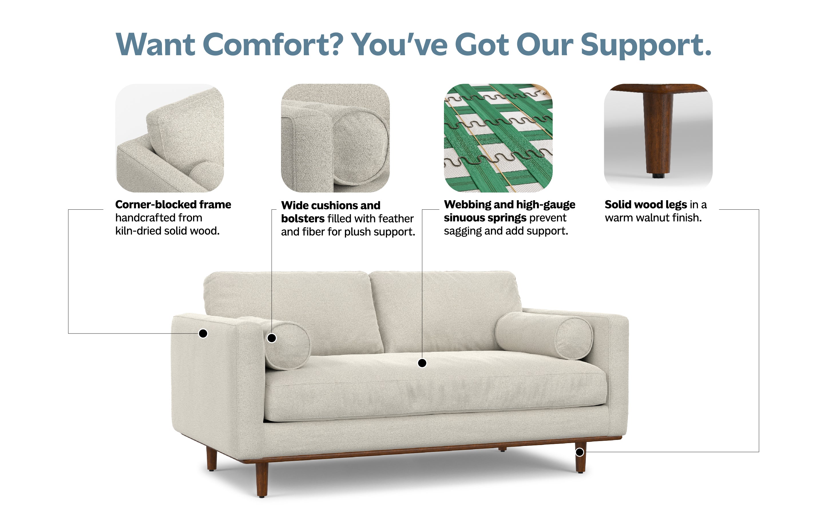 Morrison 72 inch Sofa in Woven-Blend Fabric