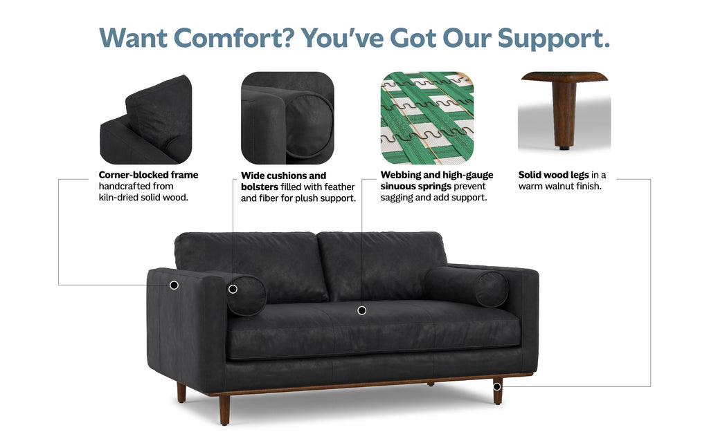 Morrison 72 inch Sofa in Genuine Leather