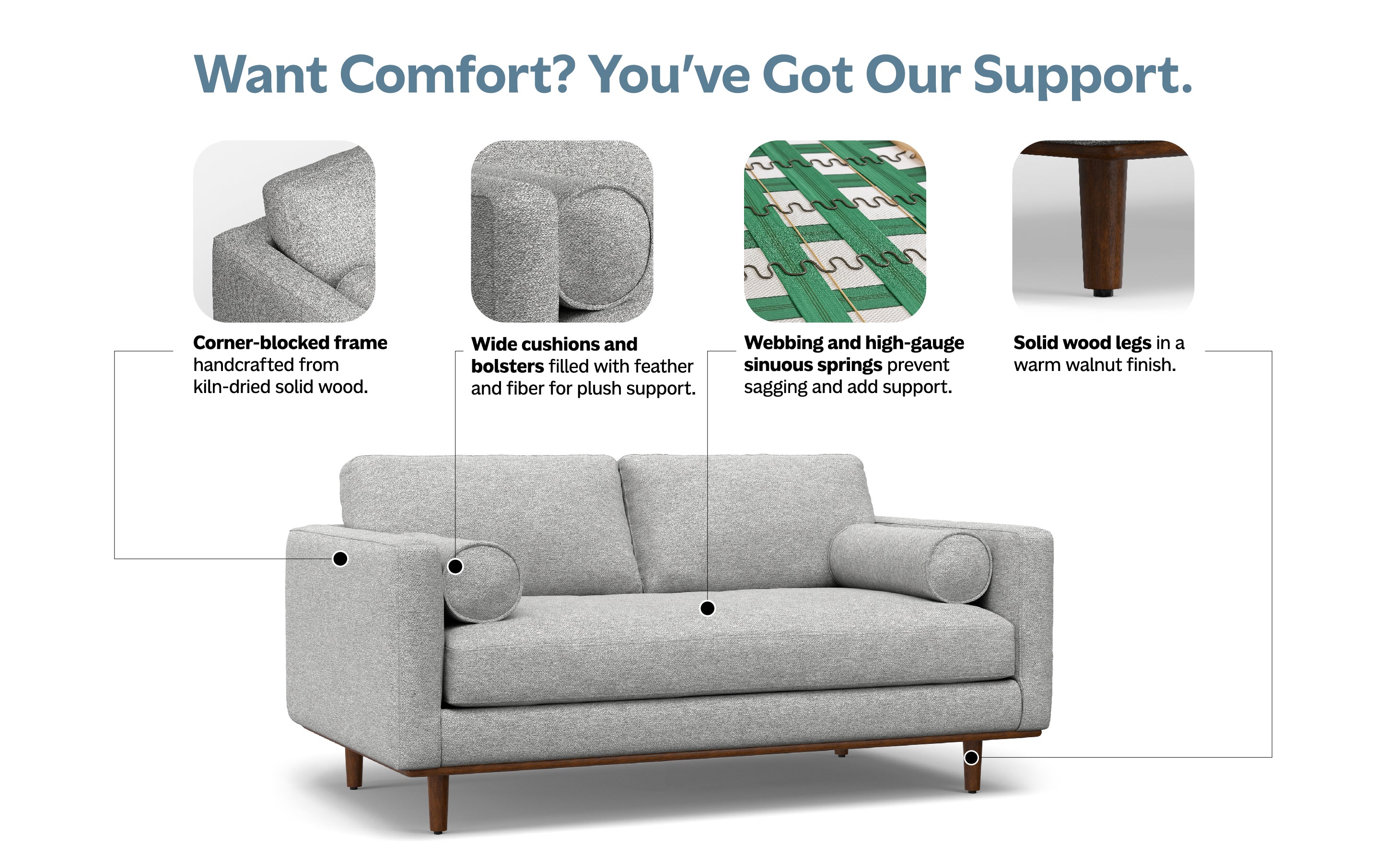 Morrison 72 inch Sofa in Woven-Blend Fabric