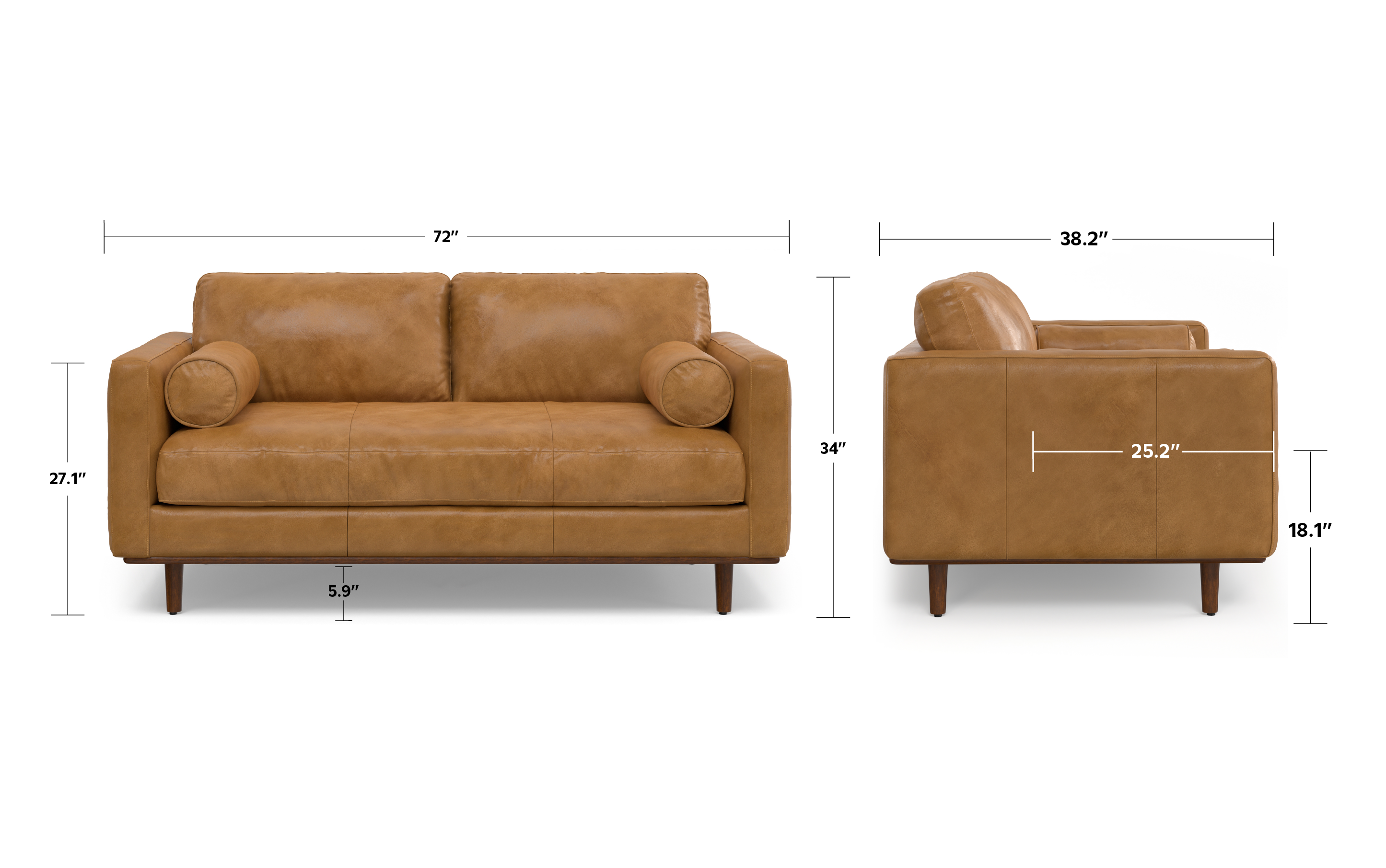 Morrison 72 inch Sofa in Genuine Leather