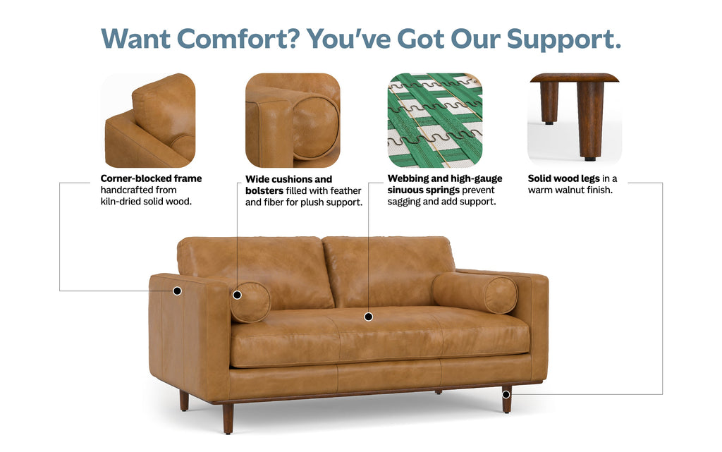 Morrison 72 inch Sofa in Genuine Leather