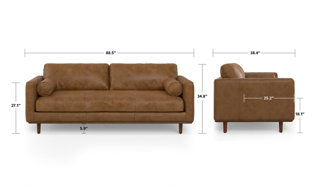 Morrison 89 inch Sofa in Genuine Leather