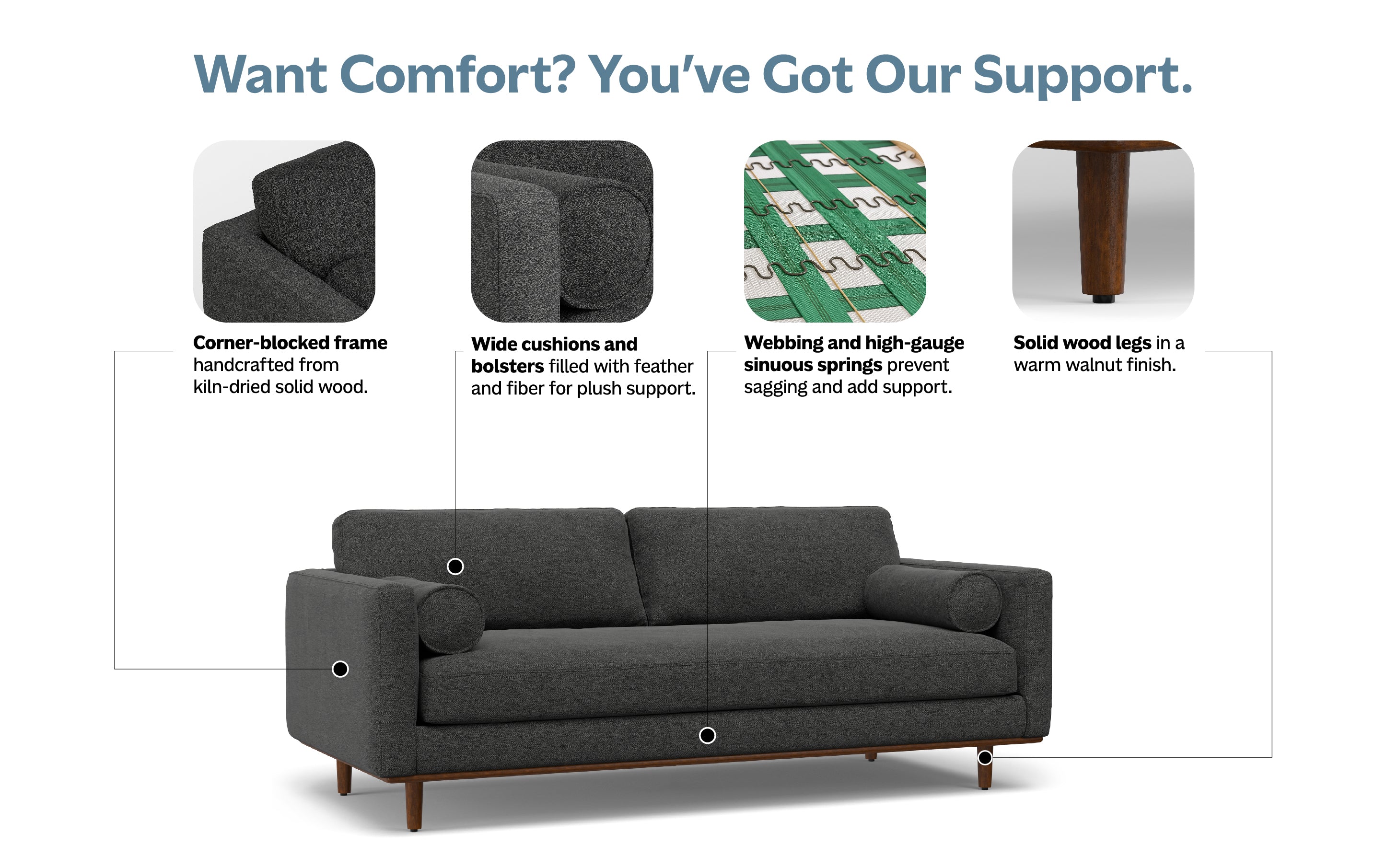 Morrison 89 inch Sofa in Woven-Blend Fabric