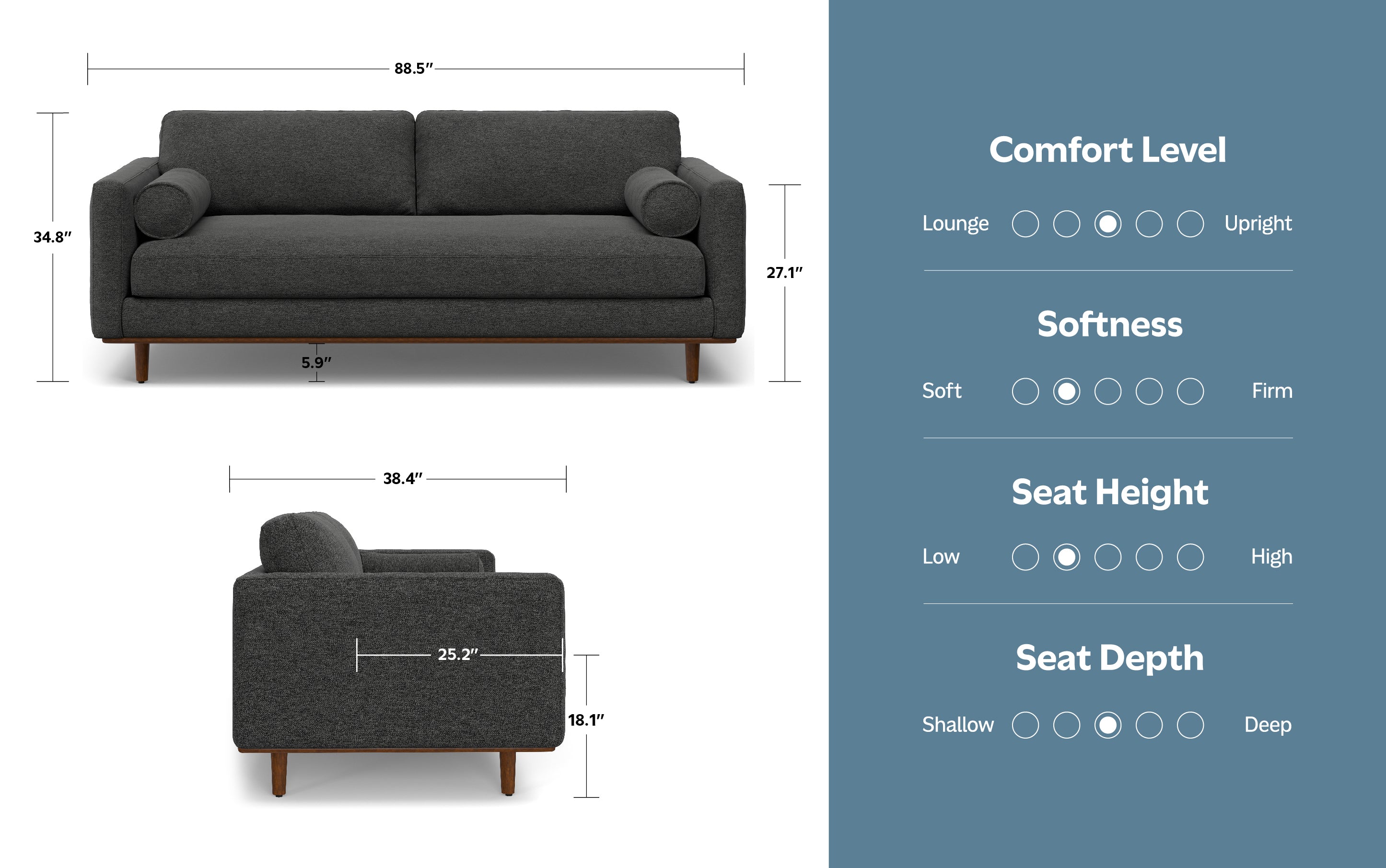 Morrison 89 inch Sofa in Woven-Blend Fabric