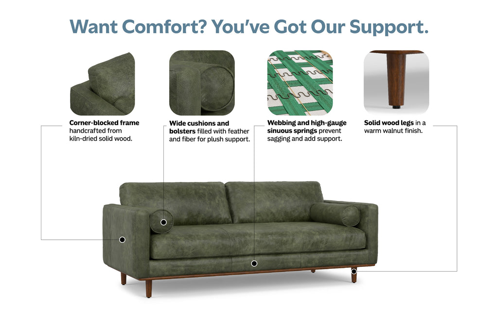 Morrison 89 inch Sofa in Genuine Leather