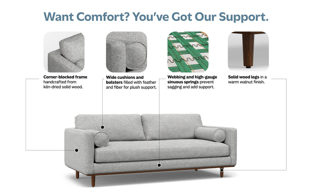 Morrison 89 inch Sofa in Woven-Blend Fabric