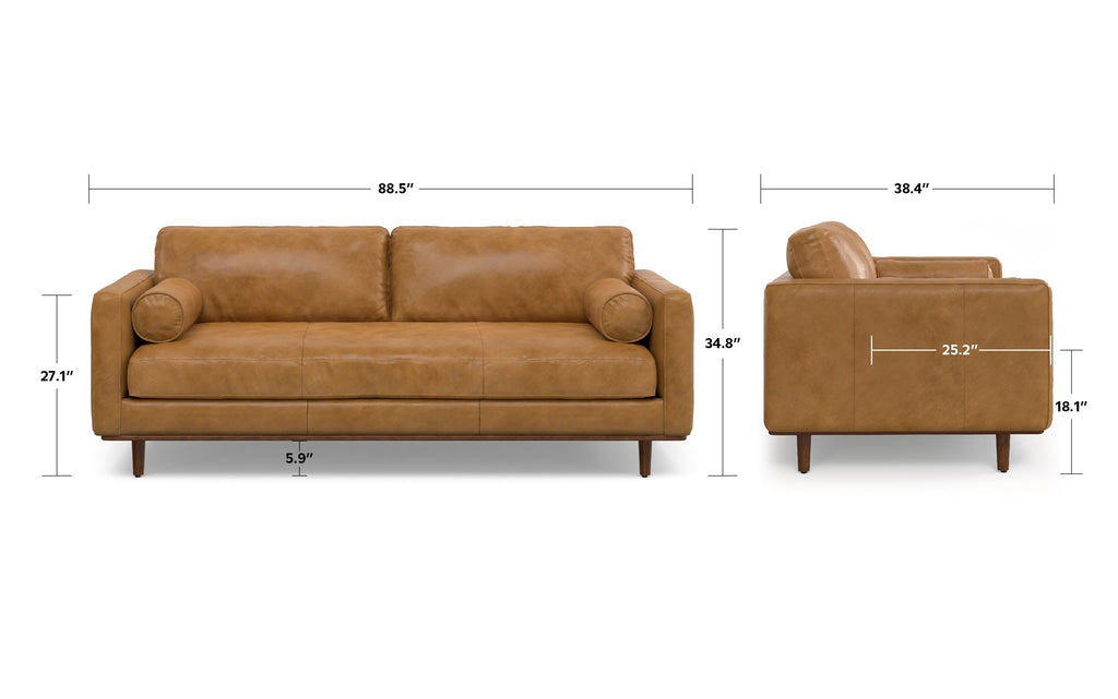 Morrison 89 inch Sofa in Genuine Leather