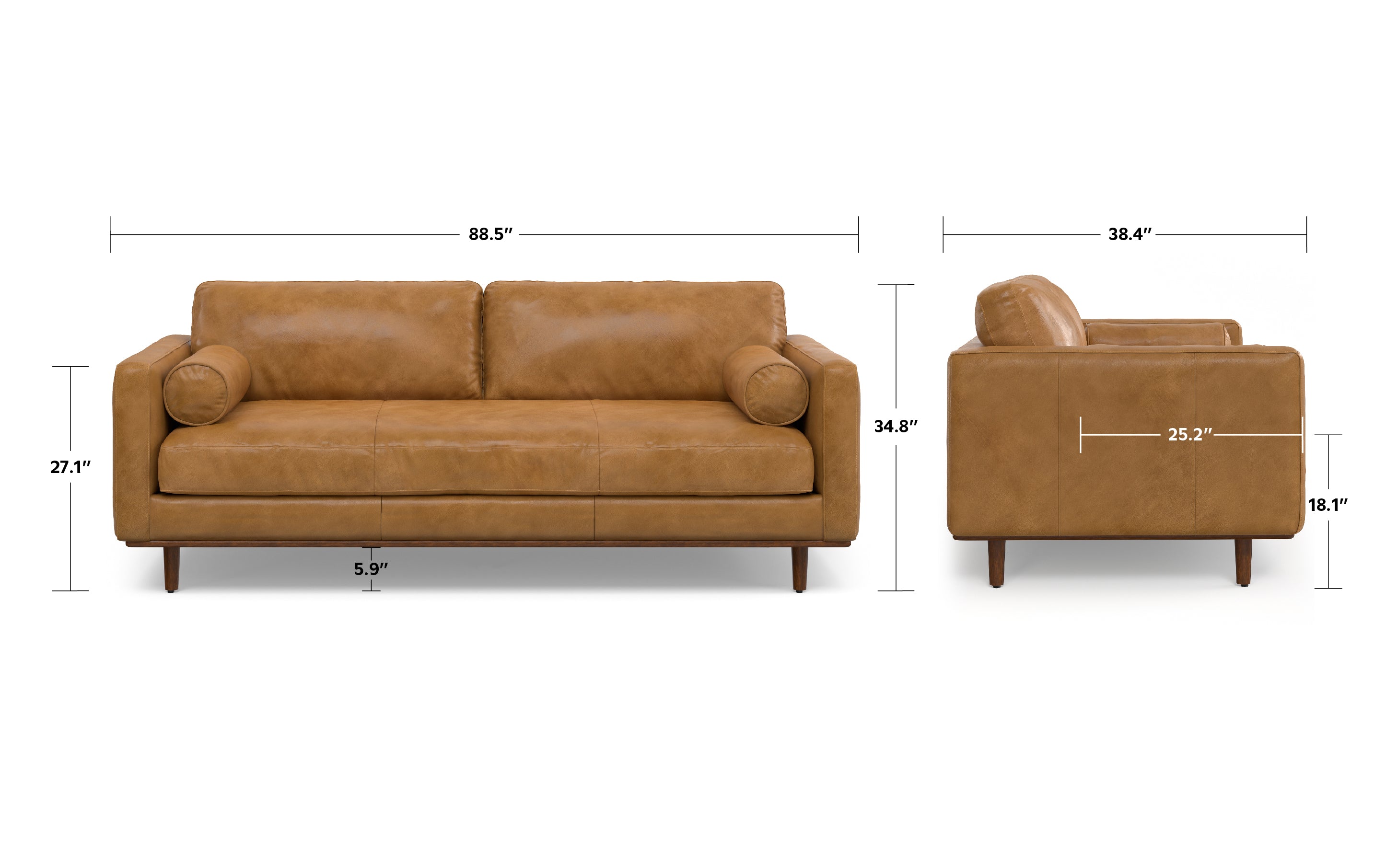 Morrison 89 inch Sofa in Genuine Leather