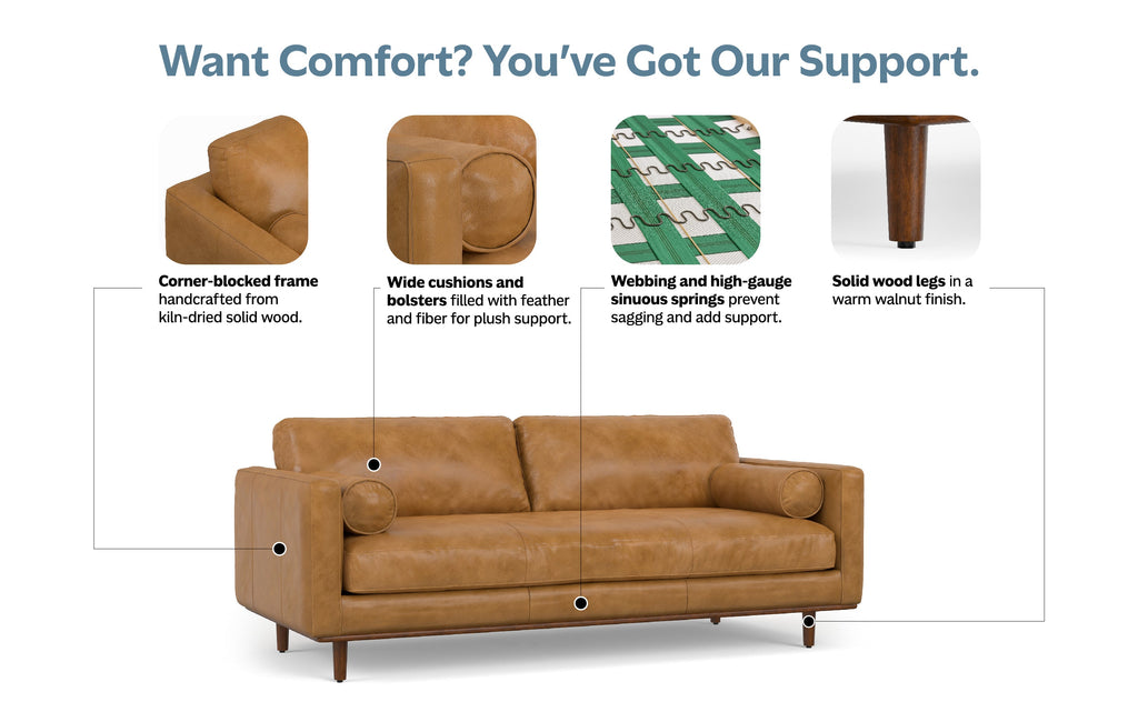 Morrison 89 inch Sofa in Genuine Leather