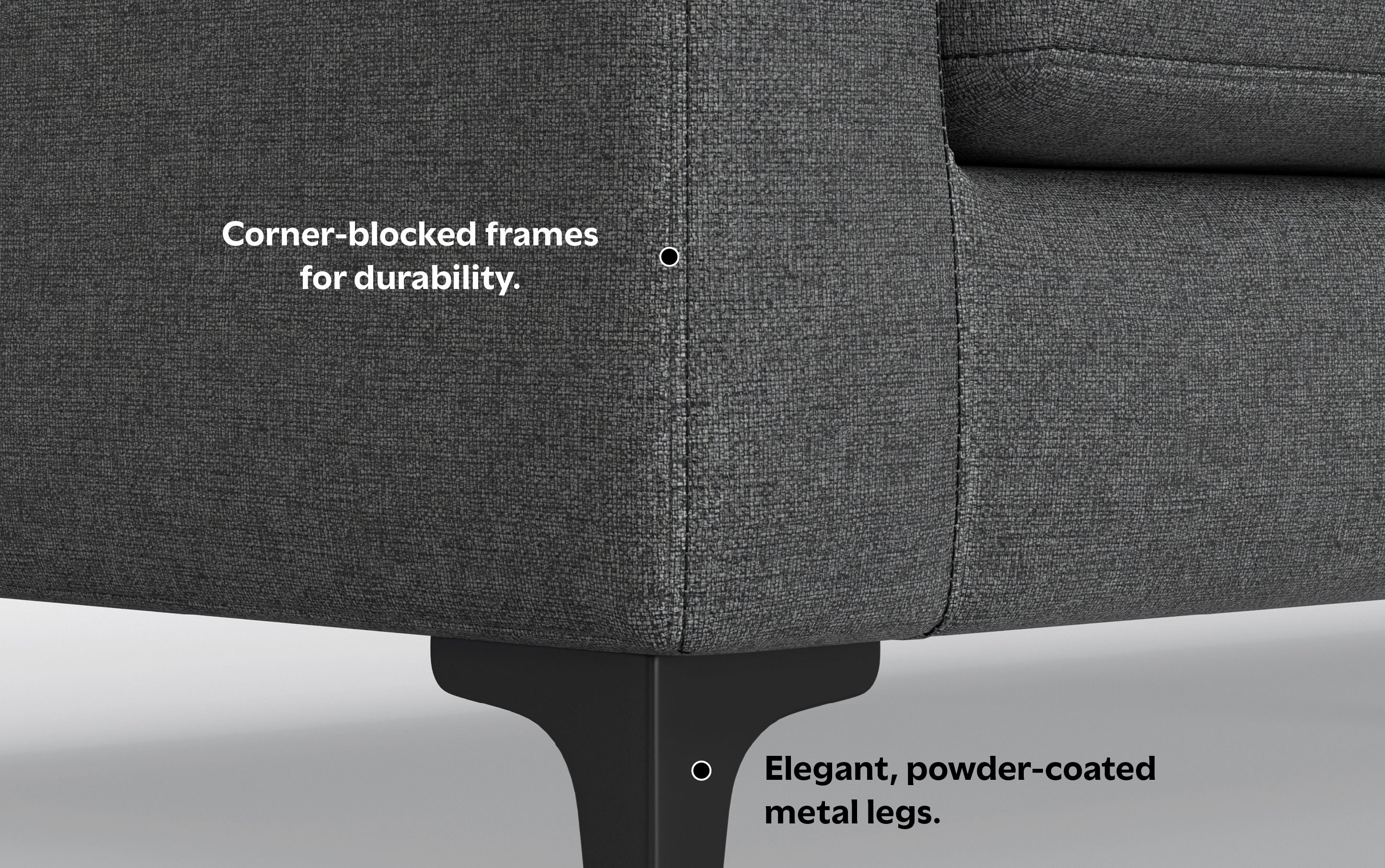 Ava 76 inch Mid Century Sofa with Ottoman Set