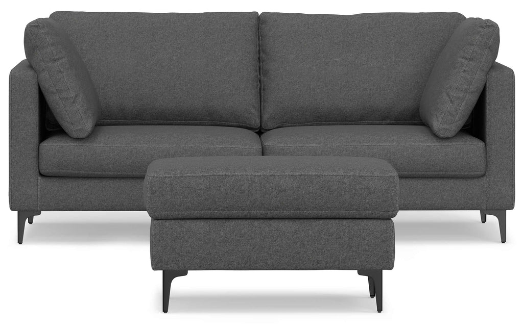 Ava 76 inch Mid Century Sofa with Ottoman Set