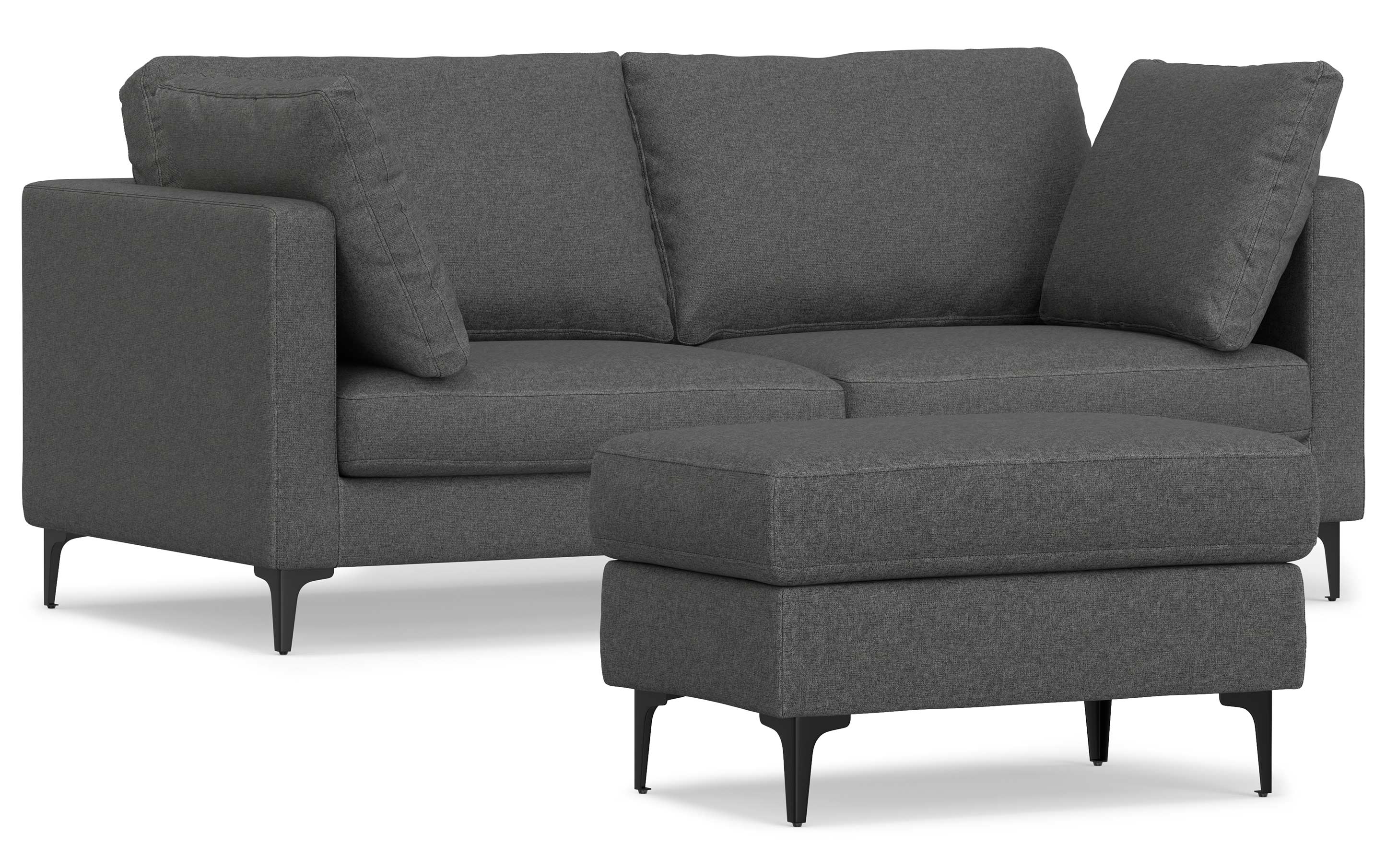 Ava 76 inch Mid Century Sofa with Ottoman Set