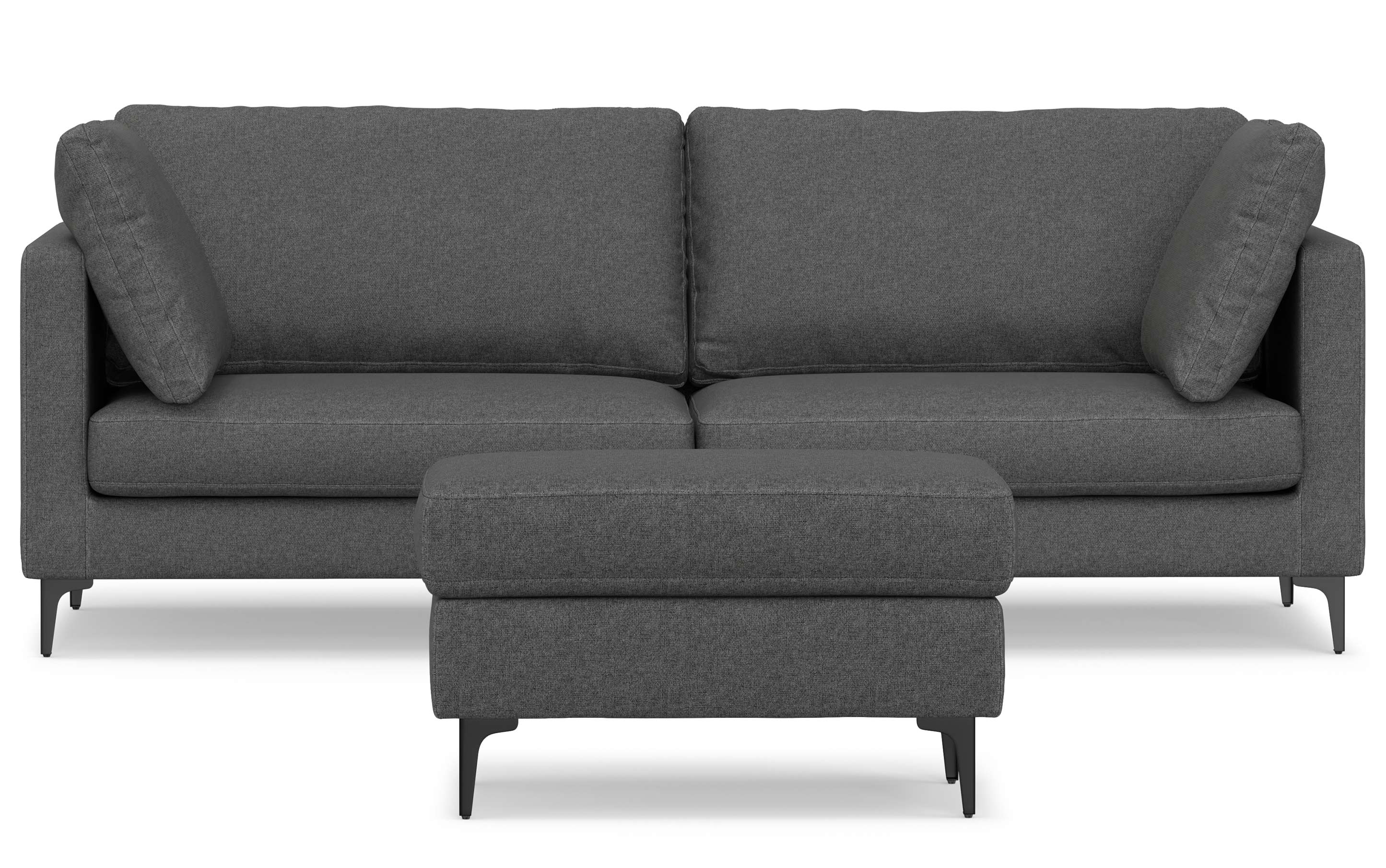 Ava 90 inch Mid Century Sofa with Ottoman Set