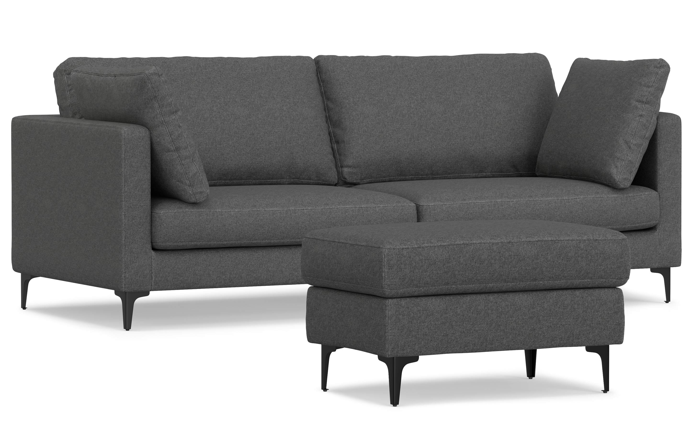 Ava 90 inch Mid Century Sofa with Ottoman Set