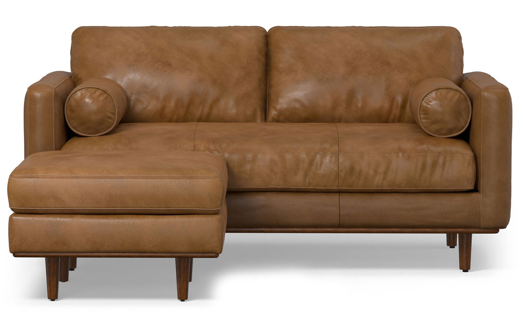 Morrison 72-inch Sofa and Ottoman Set in Genuine Leather