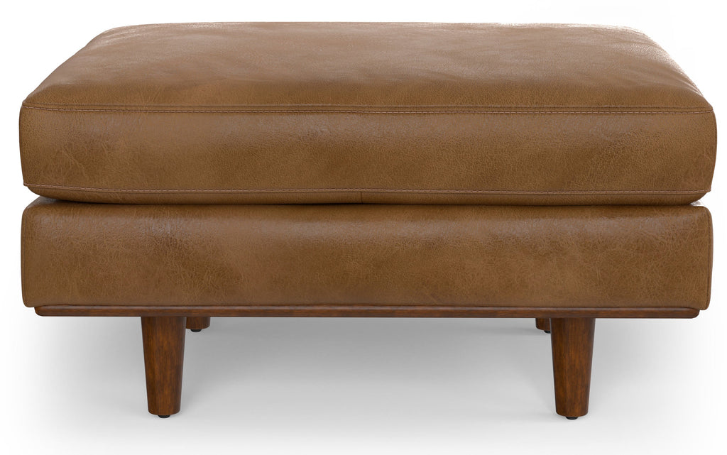 Morrison 72-inch Sofa and Ottoman Set in Genuine Leather