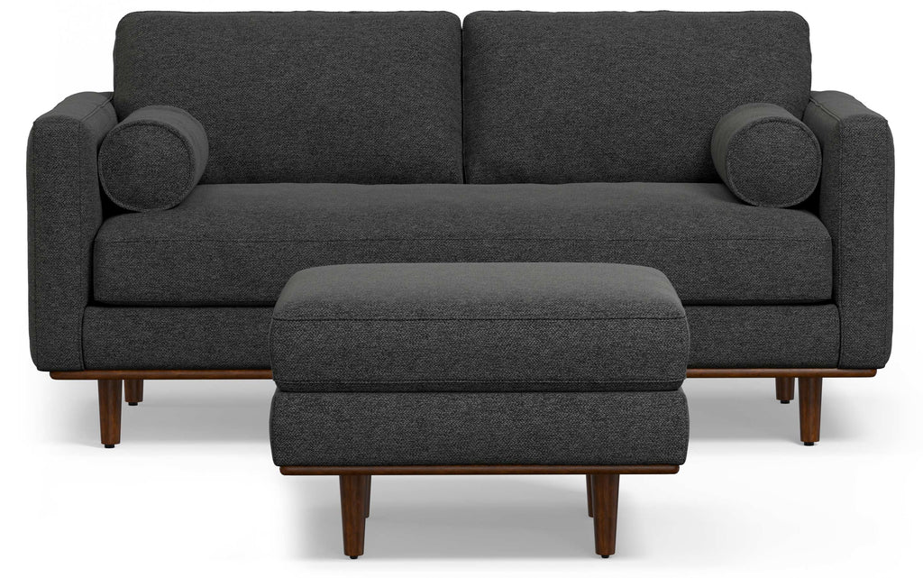 Morrison 72-inch Sofa and Ottoman Set in Woven-Blend Fabric