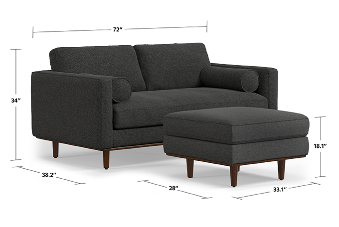 Morrison 72-inch Sofa and Ottoman Set in Woven-Blend Fabric