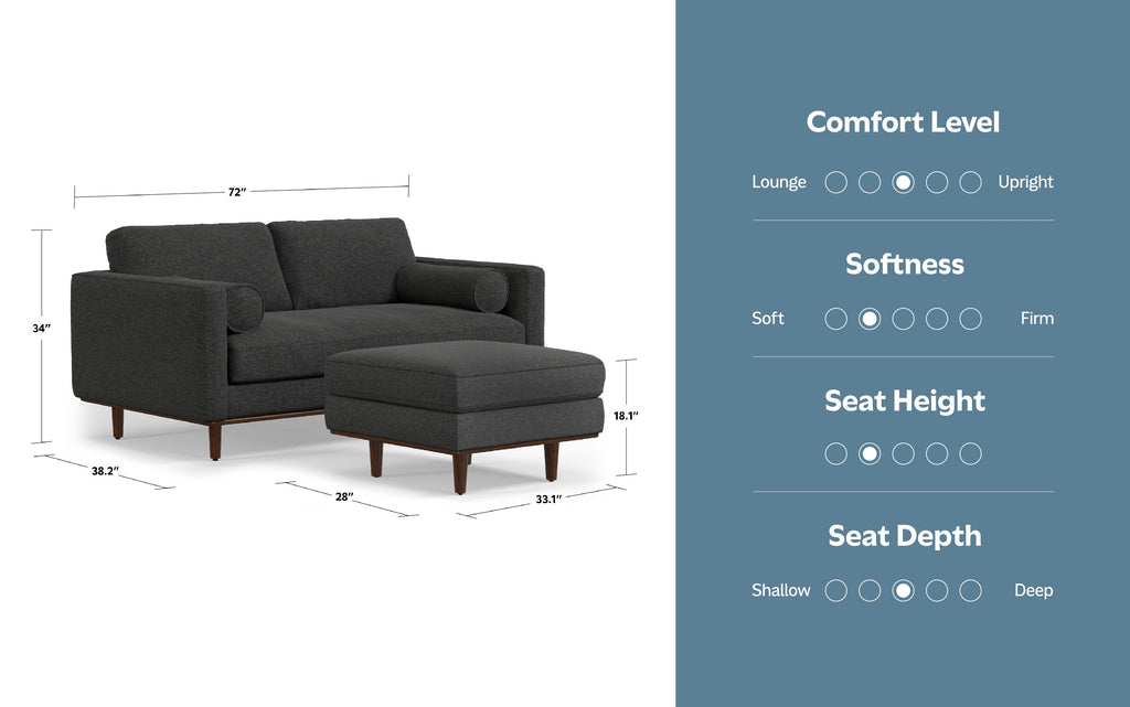 Morrison 72-inch Sofa and Ottoman Set in Woven-Blend Fabric