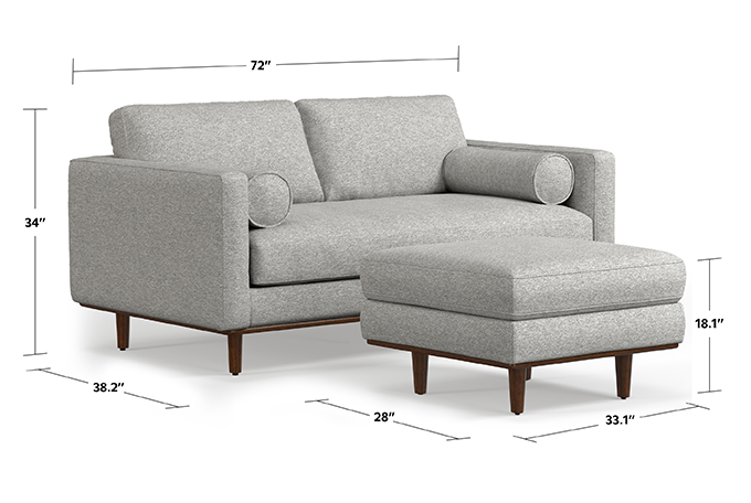 Morrison 72-inch Sofa and Ottoman Set in Woven-Blend Fabric