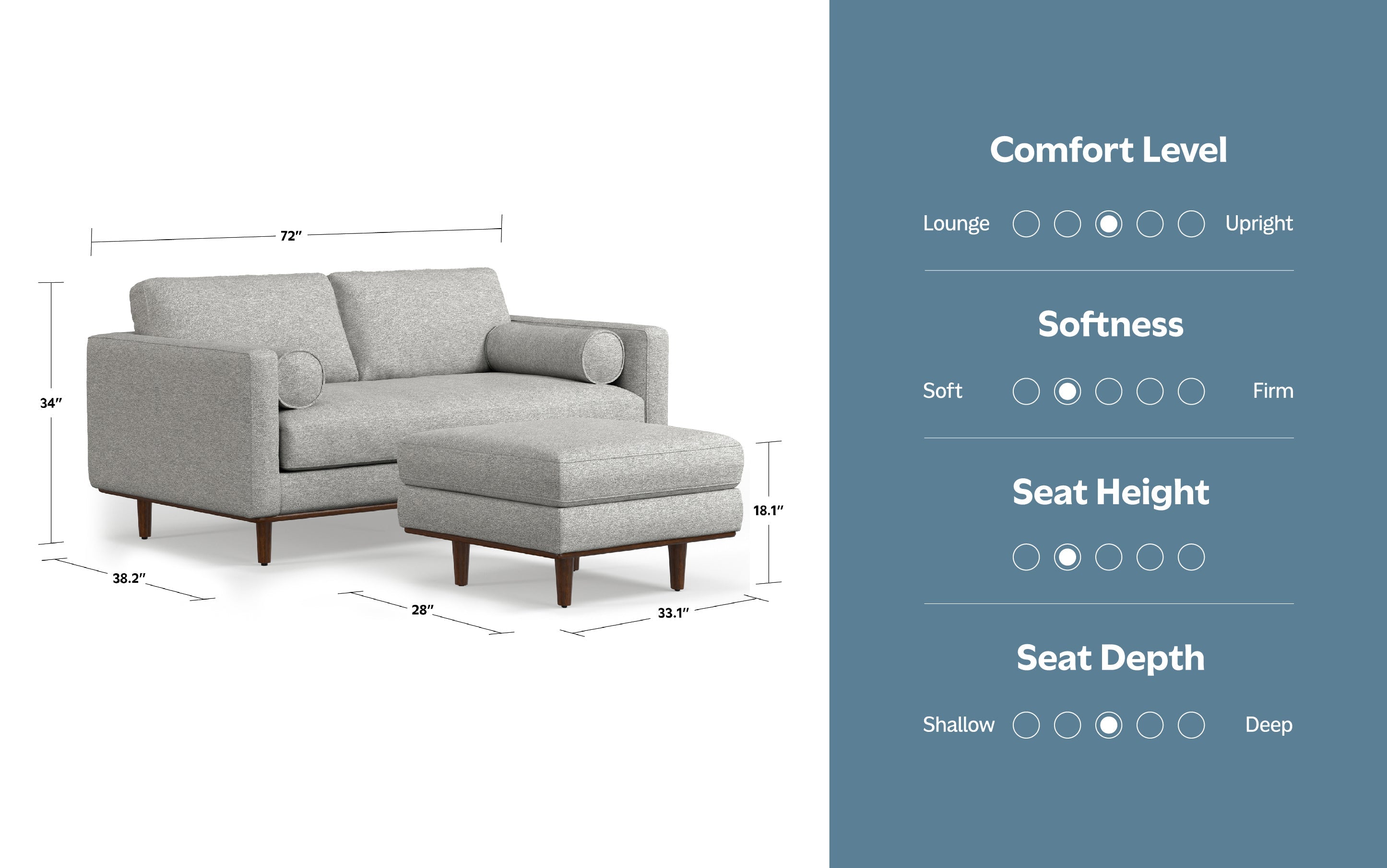 Morrison 72-inch Sofa and Ottoman Set in Woven-Blend Fabric