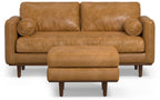 Morrison 72-inch Sofa and Ottoman Set in Genuine Leather
