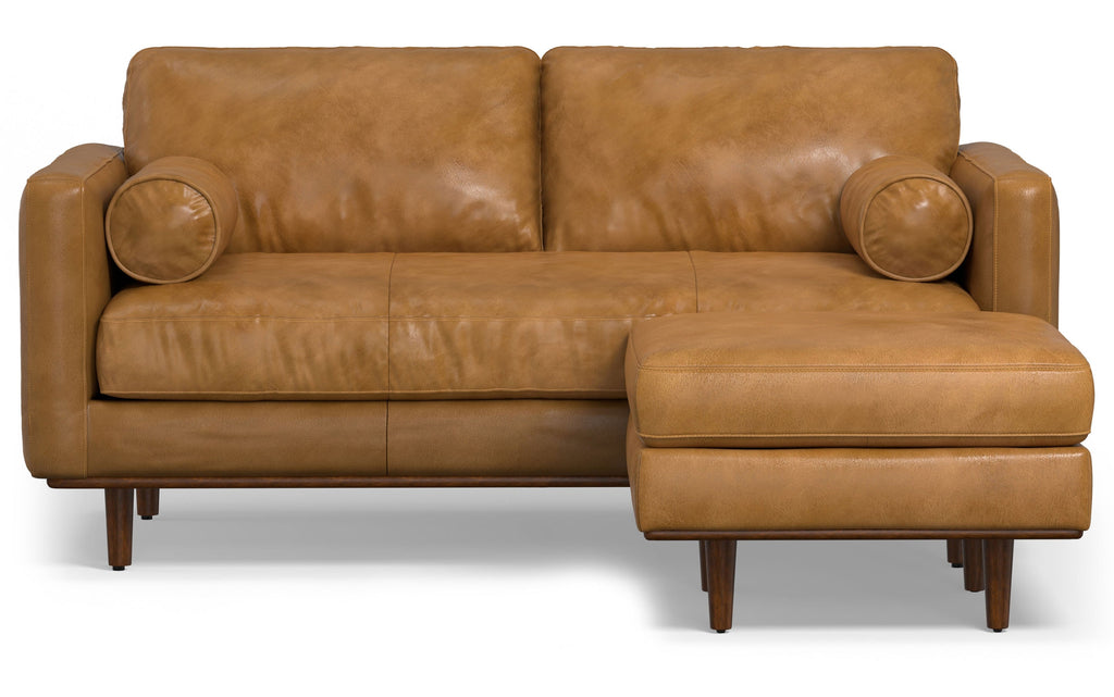 Morrison 72-inch Sofa and Ottoman Set in Genuine Leather